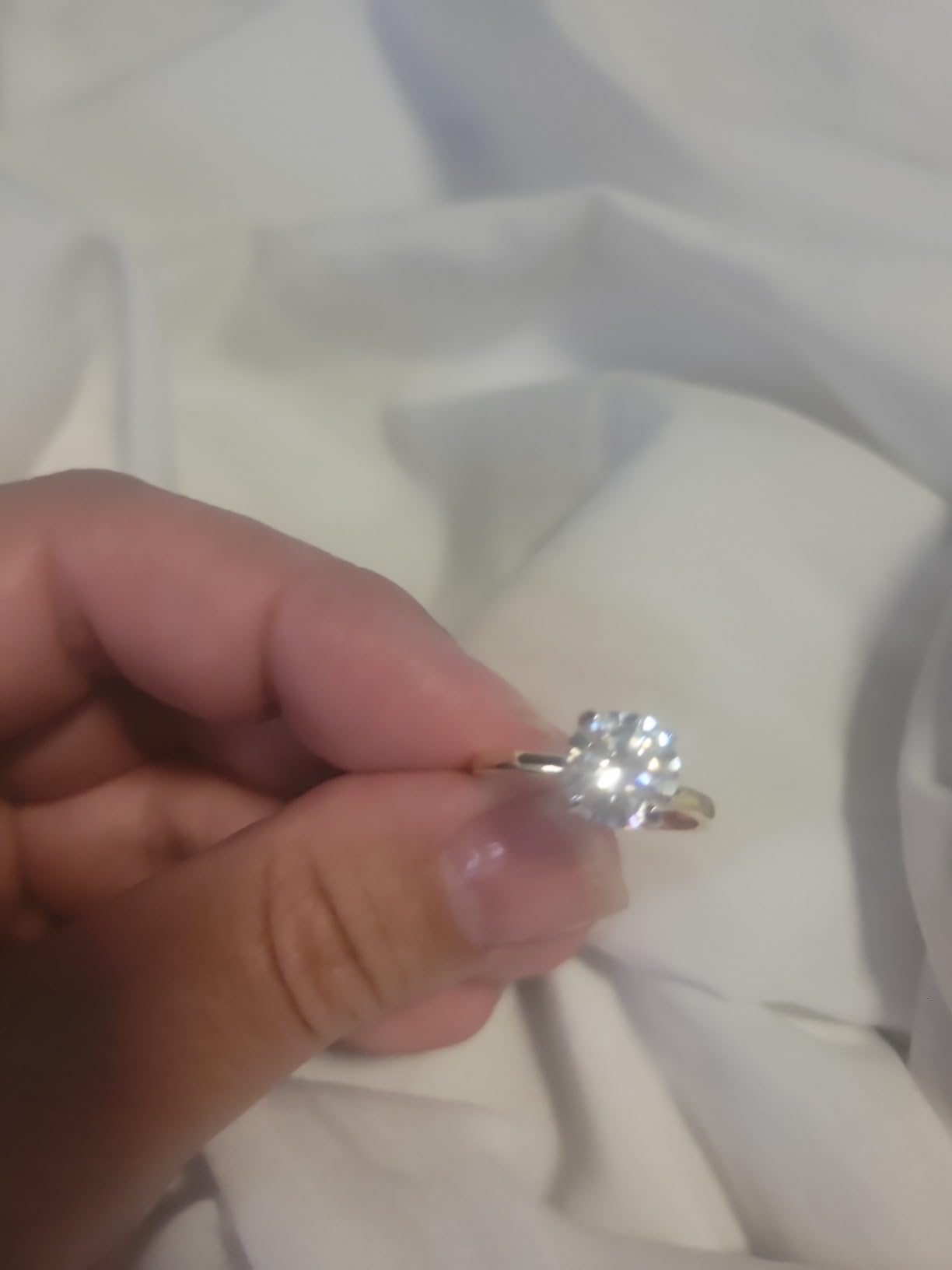 Yellow Gold-Plated Round 2.00 Carat Cubic Zirconia Solitaire Engagement Ring customer photo 2