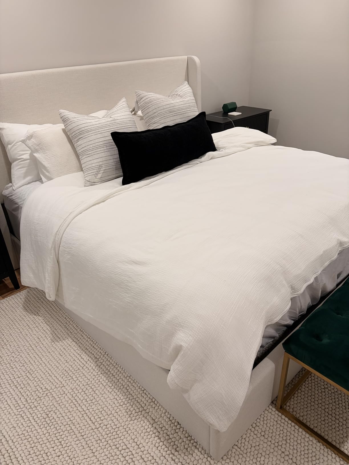 Linenspa Reversible Down Alternative Comforter and Duvet Insert, for Queen Size Bed - All-Season Comforter with Box Stitch and 8 Duvet Loops - Bedding for Kids, Teens, and Adults - Navy / Graphite customer photo 2