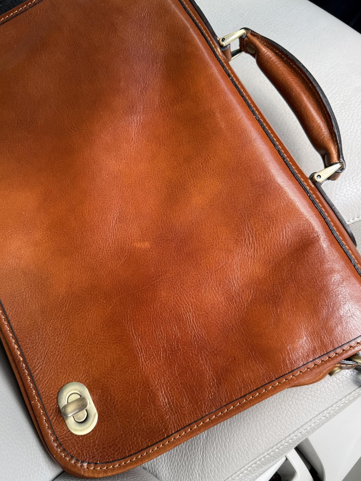 Time Resistance Leather Briefcase for Men - Italian Full Grain Leather Laptop Bag - Messenger Bag - Gift Box Included customer photo 1