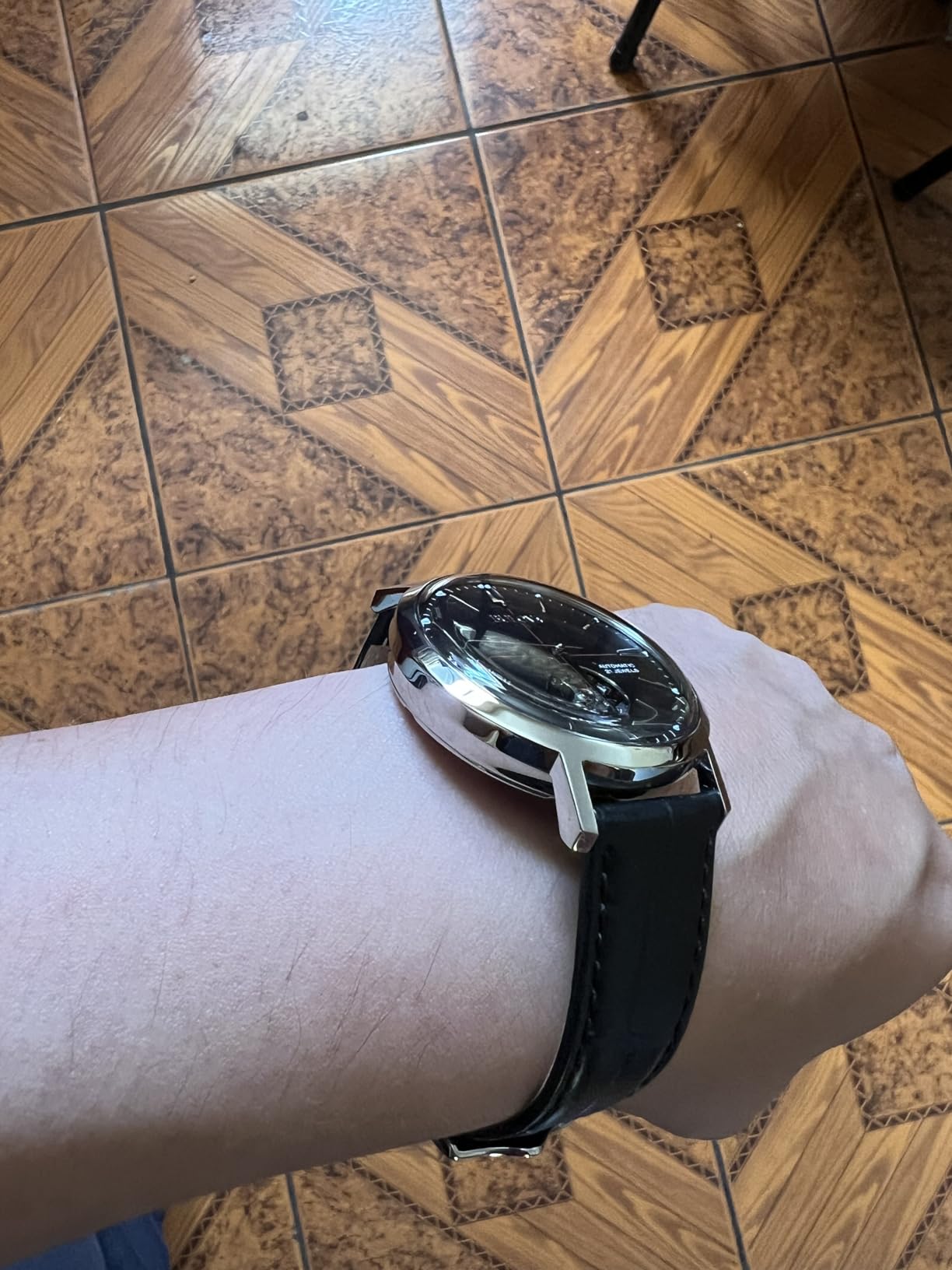 Bulova Men's Classic Aerojet 3-Hand Automatic Leather Strap Watch, Open Aperture, 40-Hour Power Reserve, Double Curved Mineral Crystal, 41mm customer photo 2