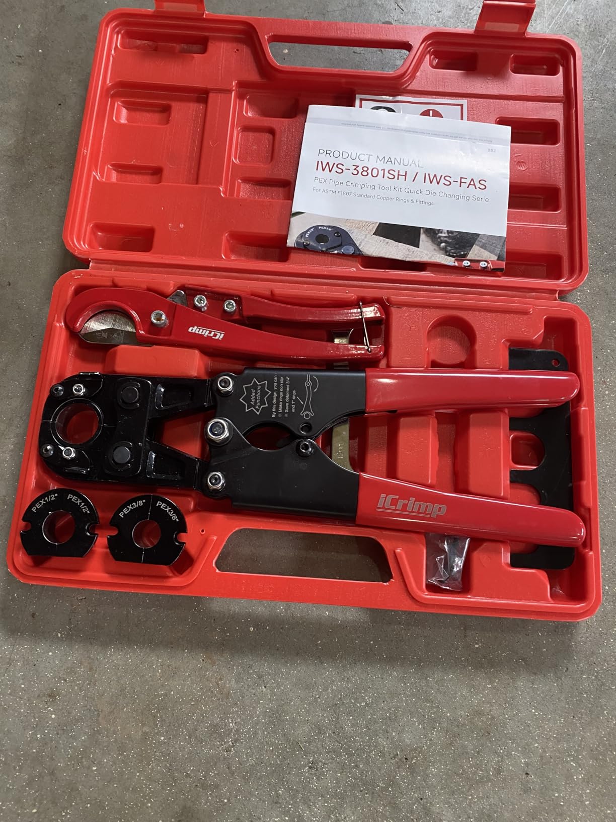 iCrimp Pex Pipe Crimping Tool kit for 3/8,1/2,3/4,1-inch Copper Ring with Free Gauge&Pex Pipe Cutter -Meet ASTM F1807 and Portable customer photo 2