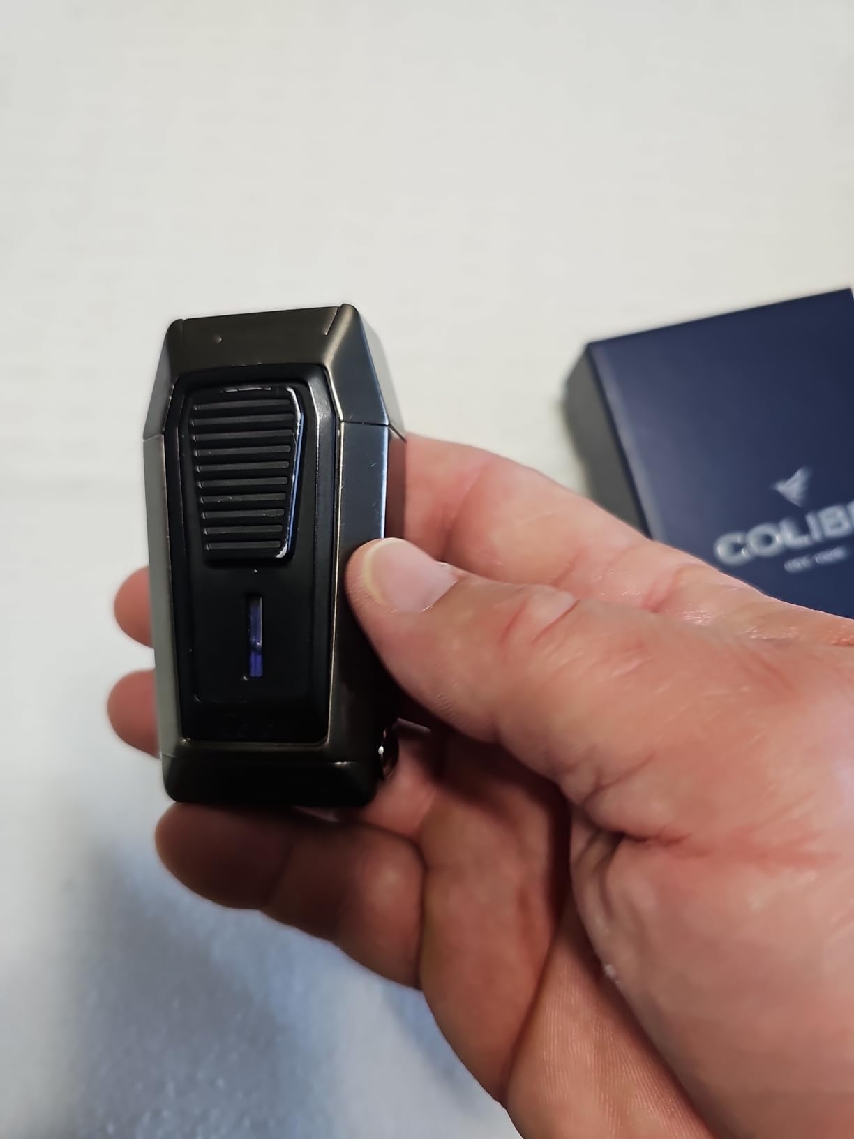 Colibri Quantum Triple Jet Lighter with Integrated Spring Loaded V-Cut Cigar Cutter, Wind Resistant, Altitude Tested, Refillable Butane (Matte Black) customer photo 2
