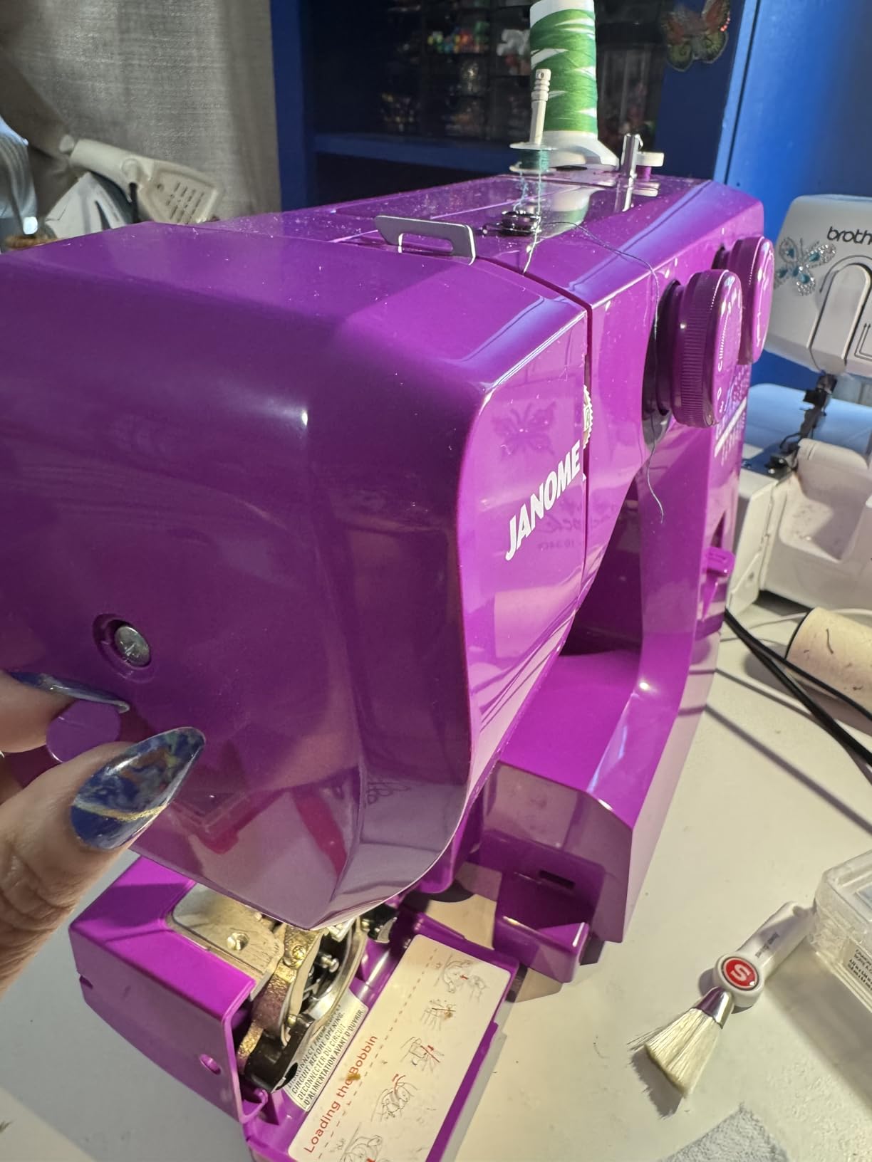 Blue Couture Easy-to-Use Sewing Machine with Interior Metal Frame, Bobbin Diagram, Tutorial Videos, Made with Beginners in Mind! customer photo 2