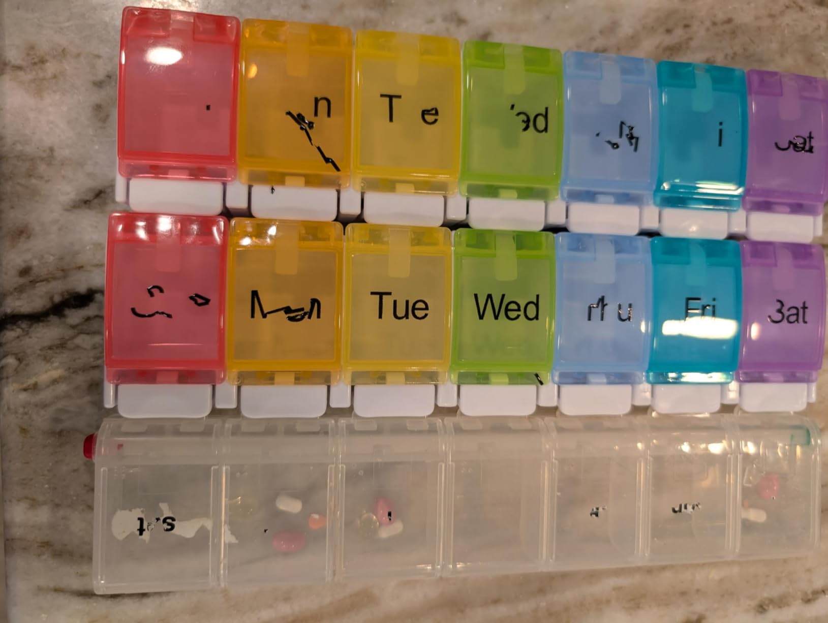 AUVON Weekly Pill Organizer Arthritis Friendly, BPA Free Travel 7 Day Pill Box Case with Spring Open Design and Large Compartment to Hold Vitamins, Cod Liver Oil, Supplements and Medication customer photo 2