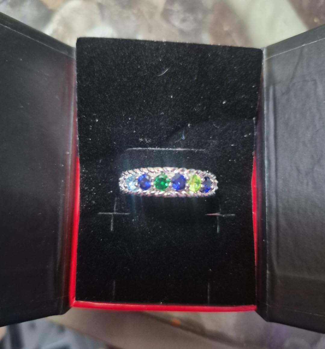 Central Diamond Center Rope Mothers Birthstone Ring with 1 to 10 Simulated Birthstones, Sterling Silver, 10K or 14K Gold customer photo 1
