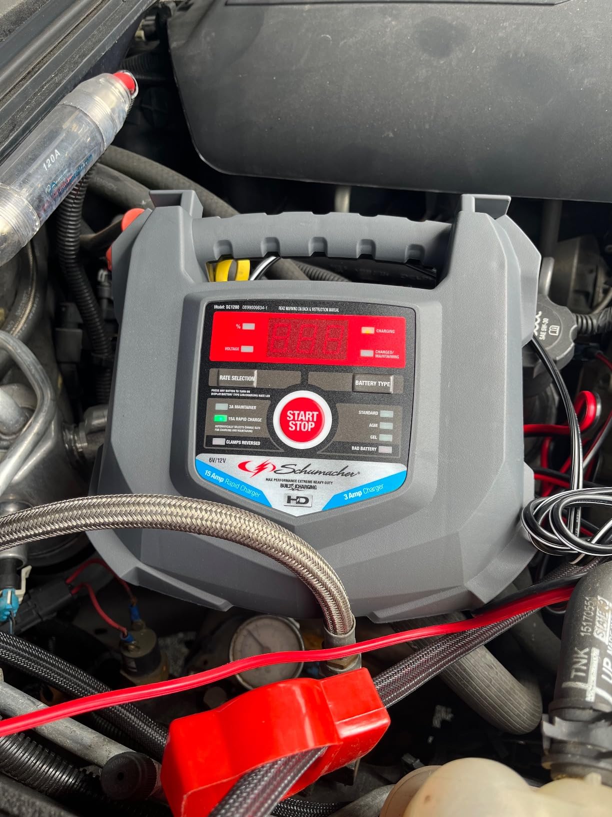 Schumacher Electric Car Battery Charger 12V/6V - 15A Rapid Battery Tender & Trickle Charger, Maintainer for Automobile & Marine Batteries (AGM/Gel/Deep Cycle) - SC1280 customer photo 1