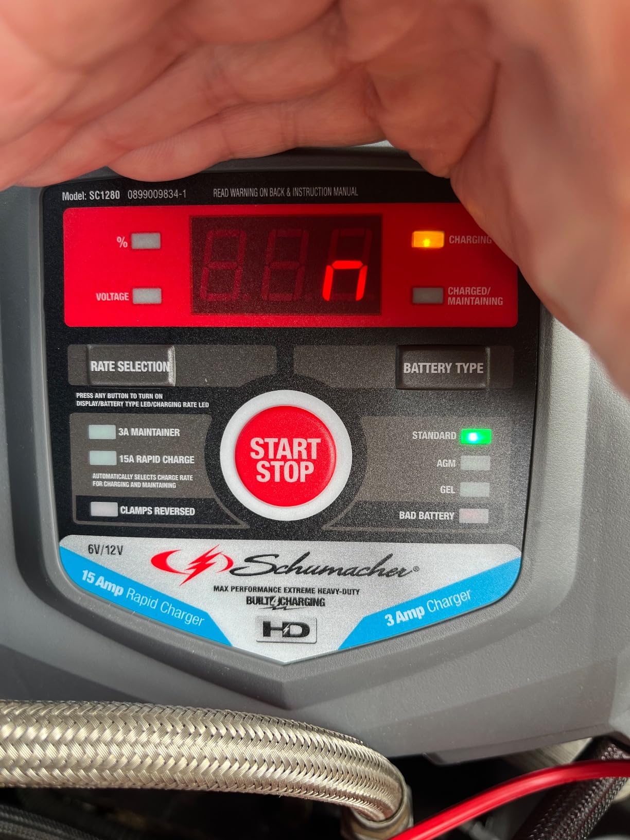 Schumacher Electric Car Battery Charger 12V/6V - 15A Rapid Battery Tender & Trickle Charger, Maintainer for Automobile & Marine Batteries (AGM/Gel/Deep Cycle) - SC1280 customer photo 2