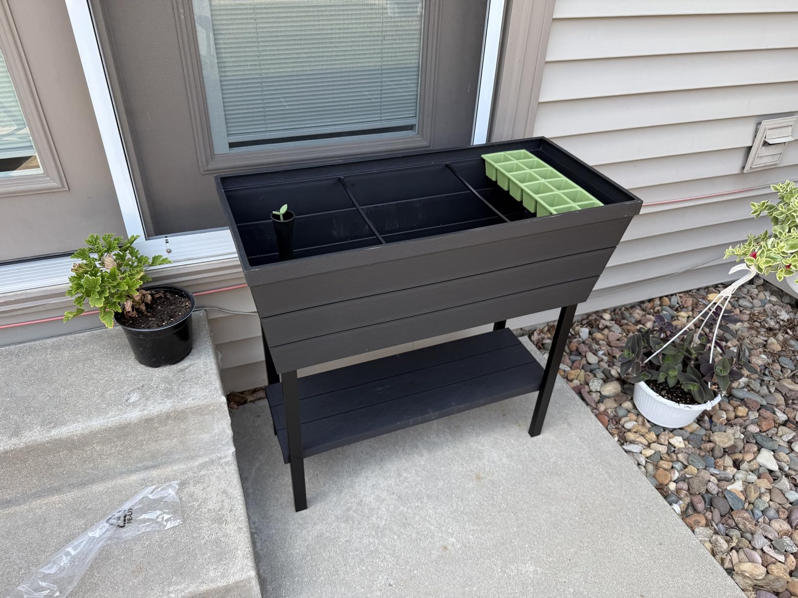 Keter Urban Bloomer 12.7 Gallon Raised Garden Bed and Outdoor Herb Garden Planter with Self Watering Gauge and Drainage Plug, Dark Grey customer photo 2