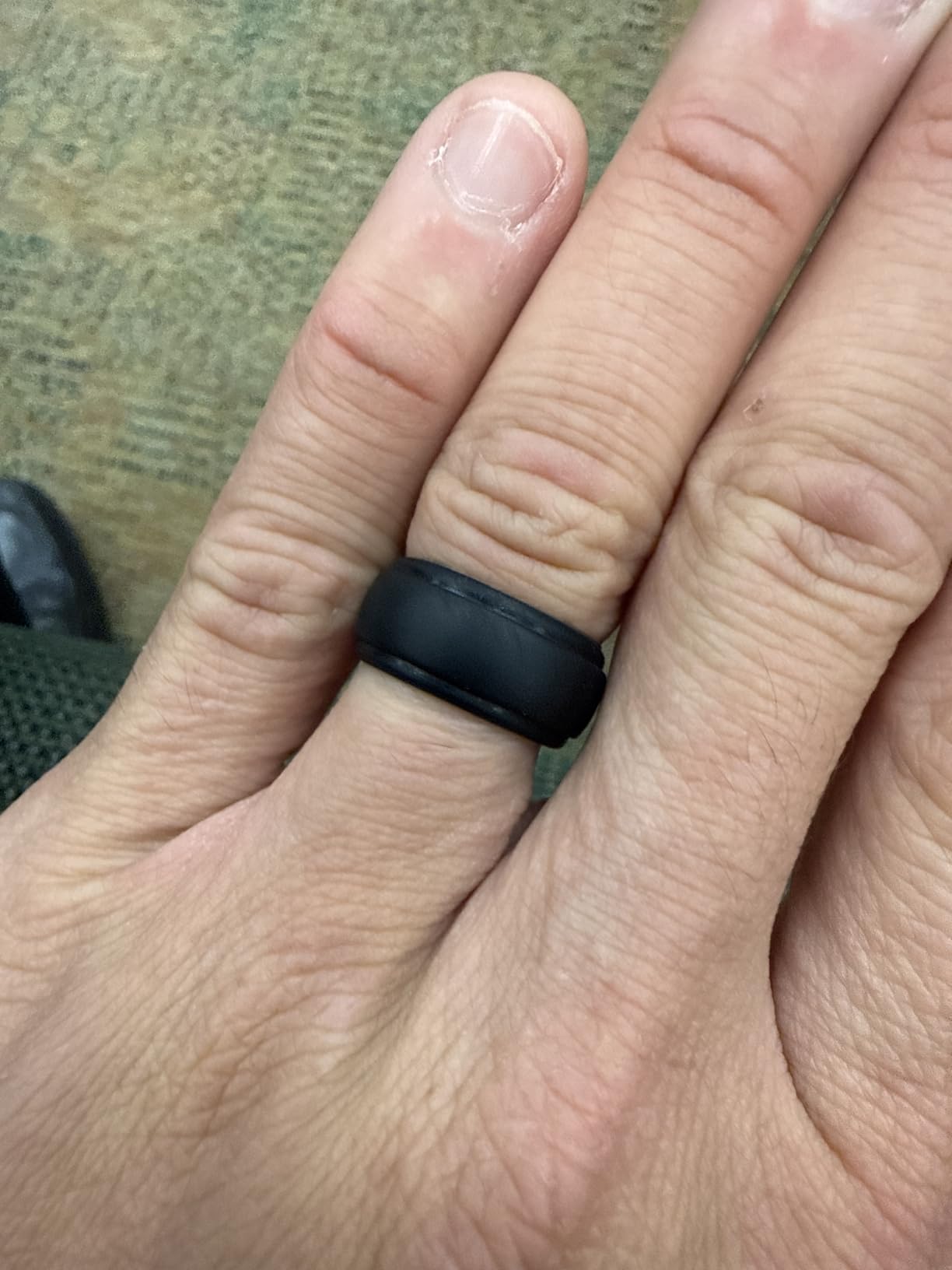 ThunderFit Silicone Rings for Men, Step Edge Rubber Wedding Bands 10mm Wide customer photo 2