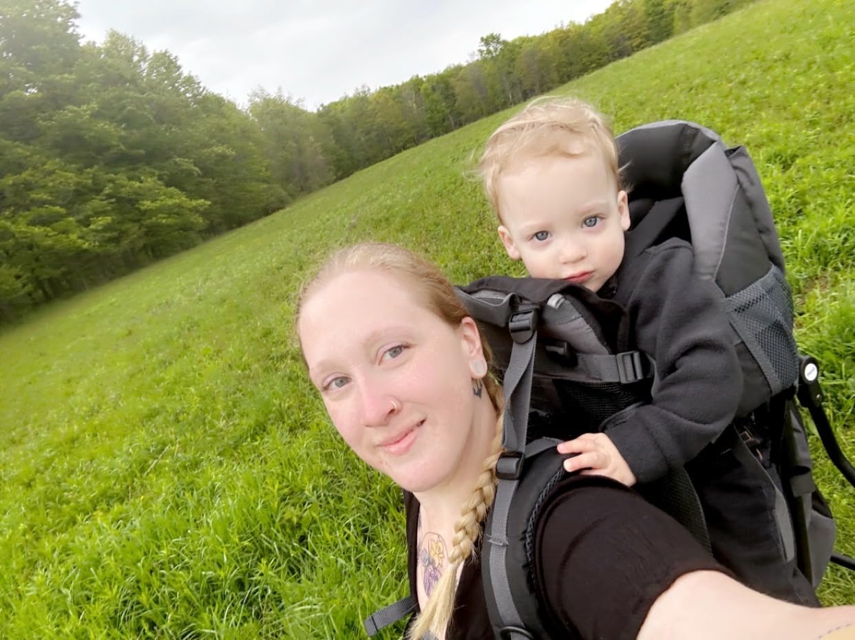 ClevrPlus Canyonero Camping Baby Backpack Hiking Kid Toddler Child Carrier with Stand and Sun Shade Visor, Black customer photo 2