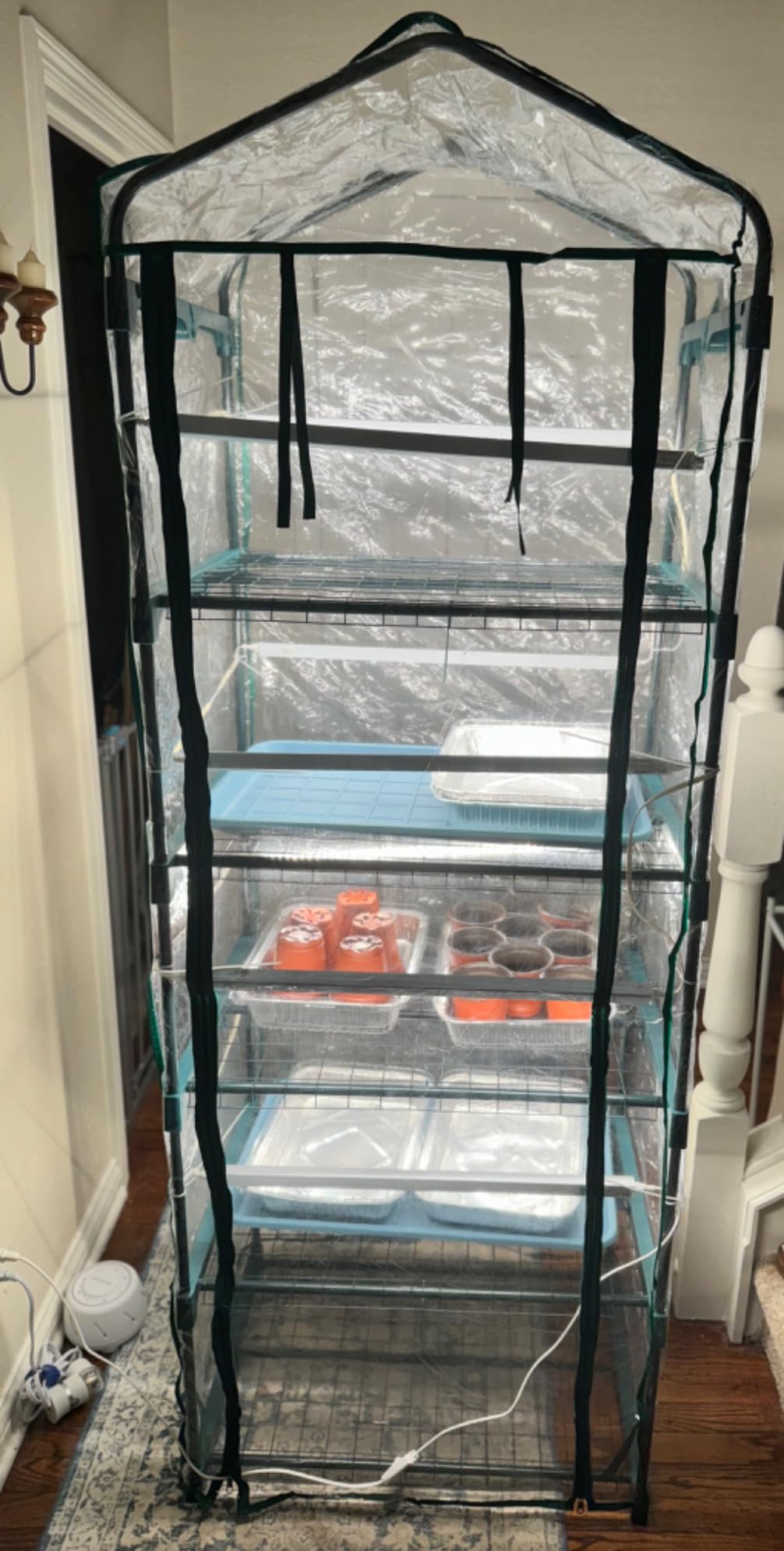 Worth Garden 5 Tier Mini Greenhouse - 75'' H x 27'' L x 19'' W - Sturdy Portable Gardening Shelves with Transparent PVC Cover - Small Porch Green House for Growing Plants Flowers Indoor & Outdoor customer photo 1