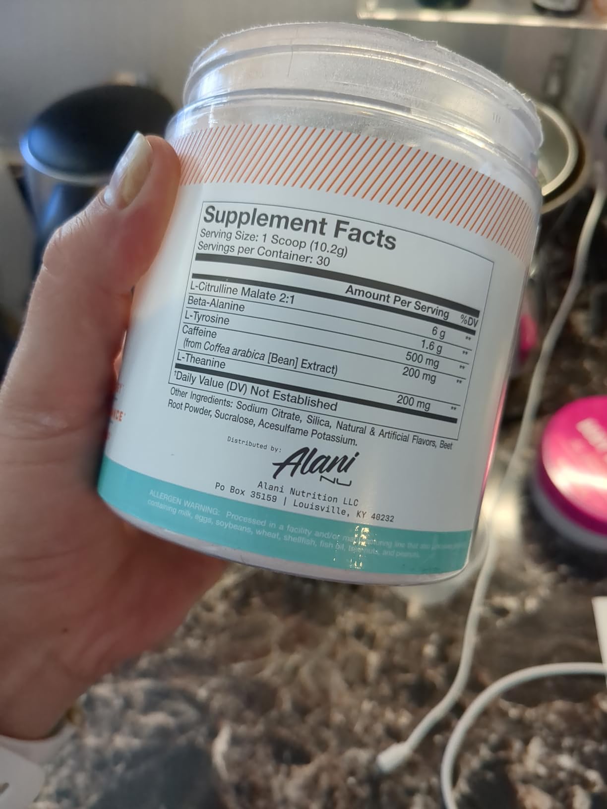 Alani Nu Pre Workout Powder Hawaiian Shaved ICE, Amino Energy Boost, Endurance Supplement, Sugar Free, 200mg Caffeine, L-Theanine, Beta-Alanine, L-Citrulline, 30 Servings customer photo 1