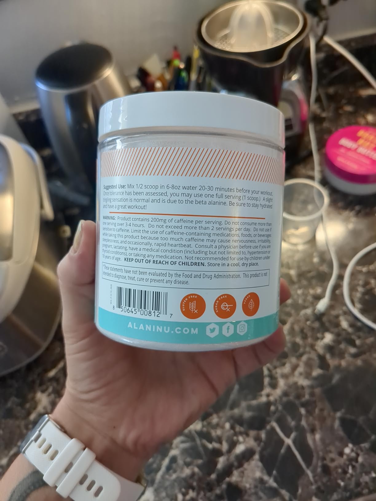 Alani Nu Pre Workout Powder Hawaiian Shaved ICE, Amino Energy Boost, Endurance Supplement, Sugar Free, 200mg Caffeine, L-Theanine, Beta-Alanine, L-Citrulline, 30 Servings customer photo 2