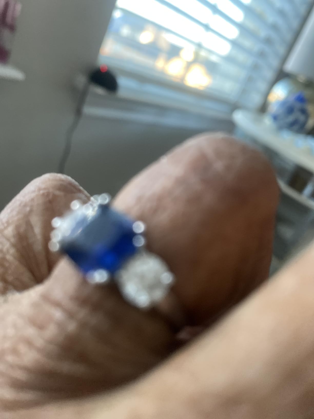 Gem Stone King 4.00 Cttw Blue Simulated Sapphire Engagement Ring For Women | 925 Sterling Silver | Gemstone Birthstone | Cushion 8MM and Round 5MM | 3 Stone Wedding Anniversary Promise Ring customer photo 1