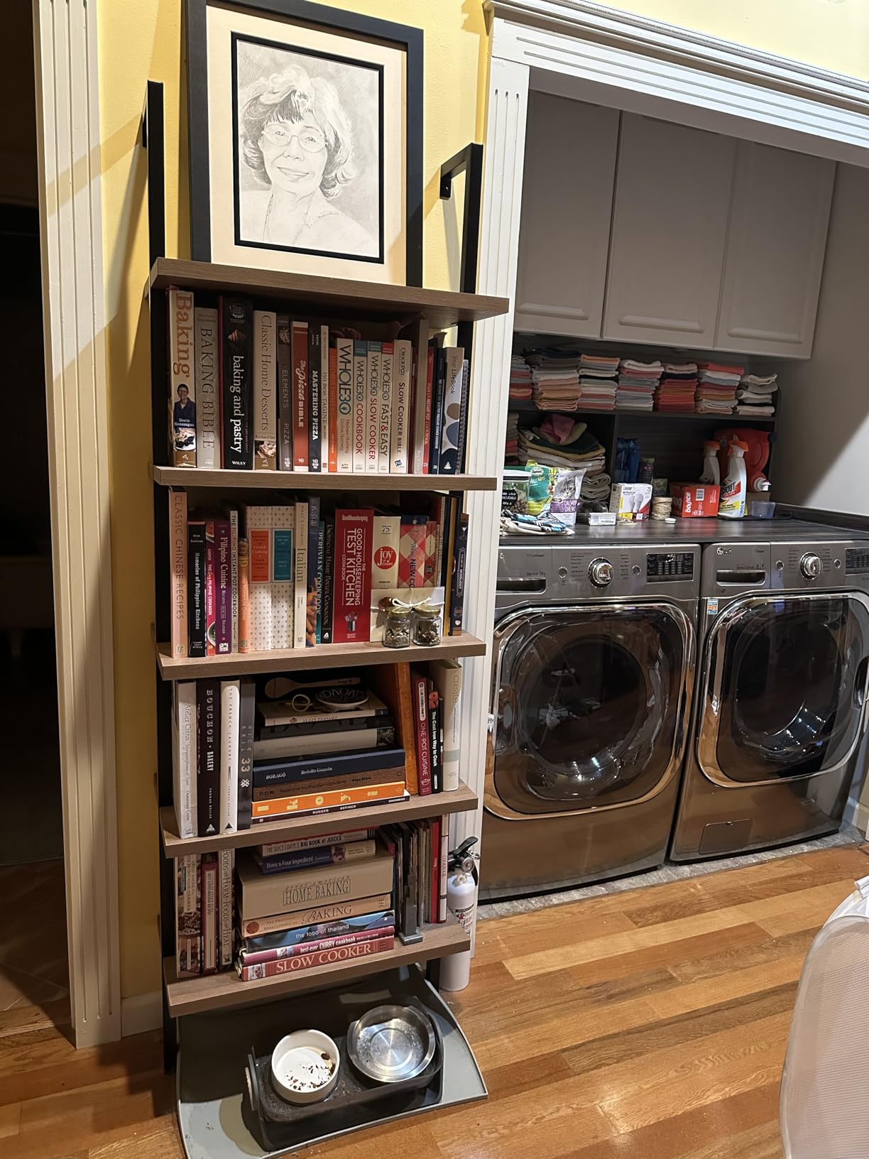 Nathan James Theo 5-Shelf Wood Modern Bookcase, Open Wall Mount Ladder Bookshelf with Industrial Metal Frame, Light Brown Oak/White customer photo 1