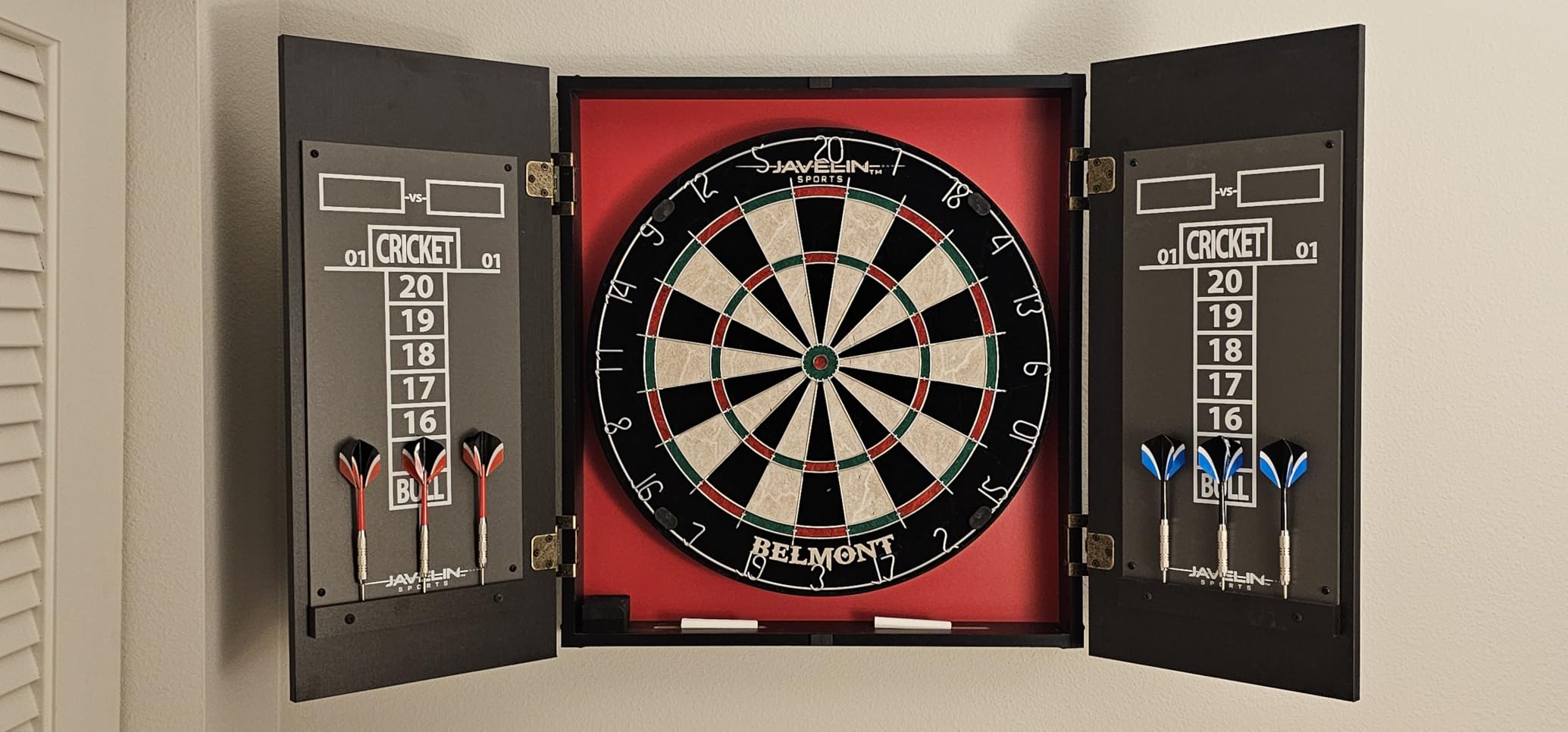 EastPoint Sports Official Size Dart Board Cabinet Set- Easy-Assembly & Complete with 6 Deluxe Steel Tip Darts and Accessories -Premium Darts Set with Scoreboard for Bar Games & Indoor Games customer photo 2