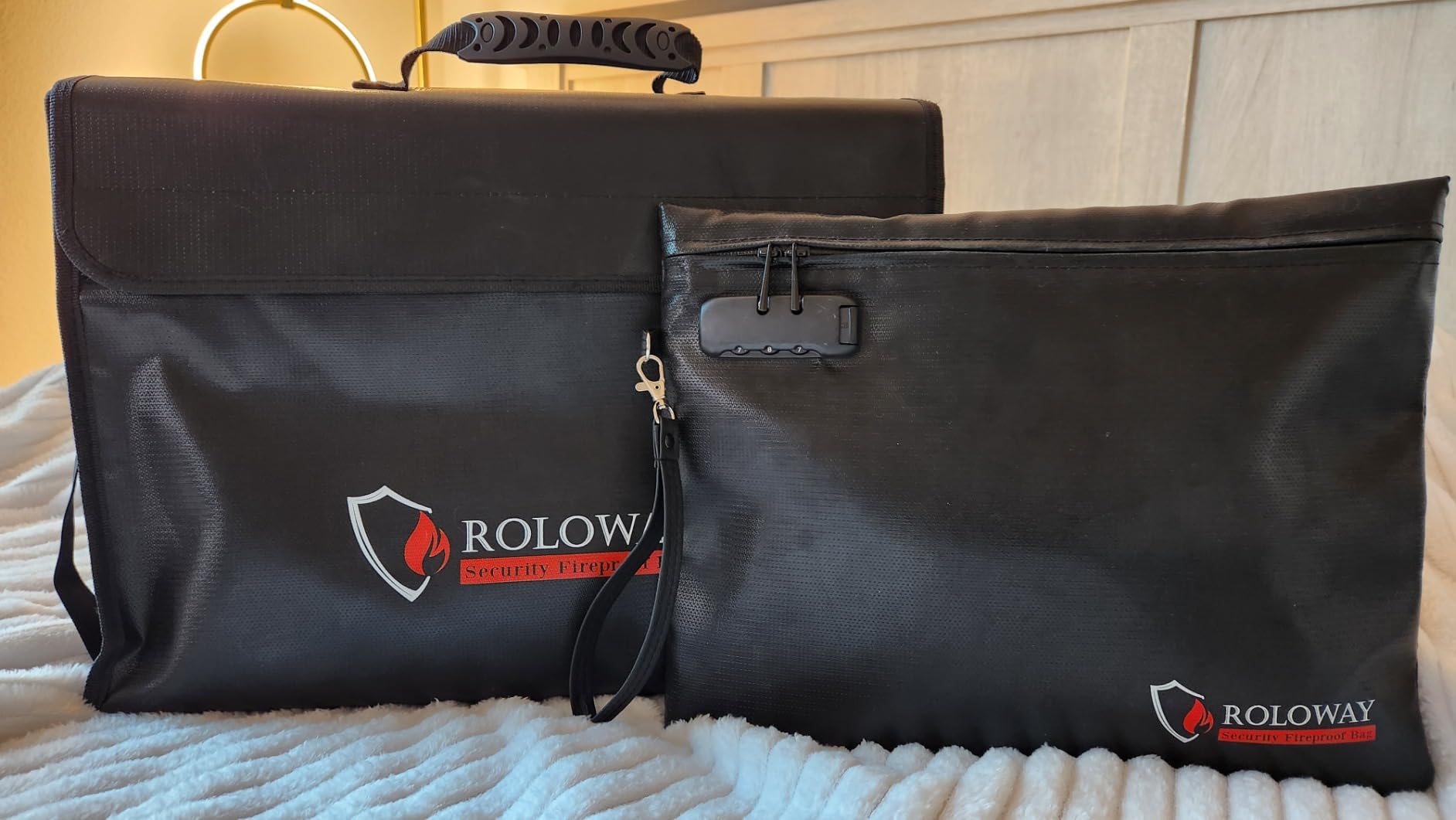 ROLOWAY Fireproof Document & Money Bags, Large Fireproof & Water Resistant Bag (15 x 12 x 5 inches), Fireproof Folder Safe Bag for Cash, Valuables & Passport, with Silicone Coating & Zipper Closure customer photo 1