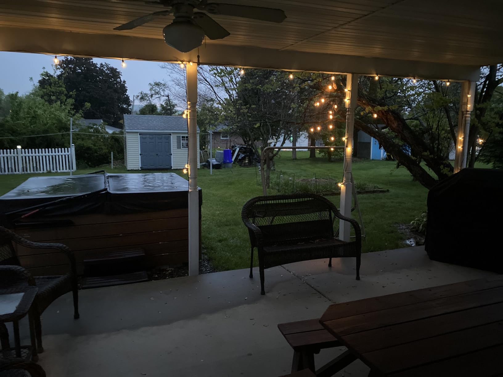 Brightown 58FT Solar String Lights Outdoor with Remote Cable Ties Hooks, 26 LED Shatterproof Bulbs, 3 Light Modes, Dimmer & Timer, Commercial Grade Patio Lights for Yard Balcony Pergola Party Decor customer photo 1