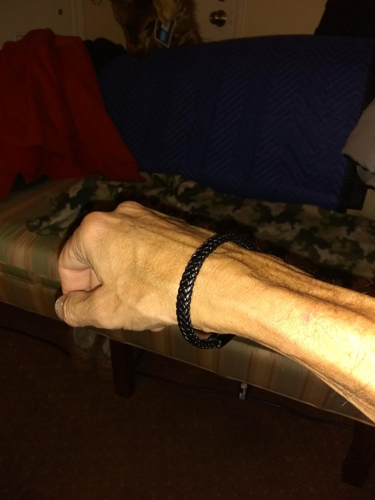 Geoffrey Beene Men's Braided Genuine Leather Bracelet with Stainless Steel Closure customer photo 2