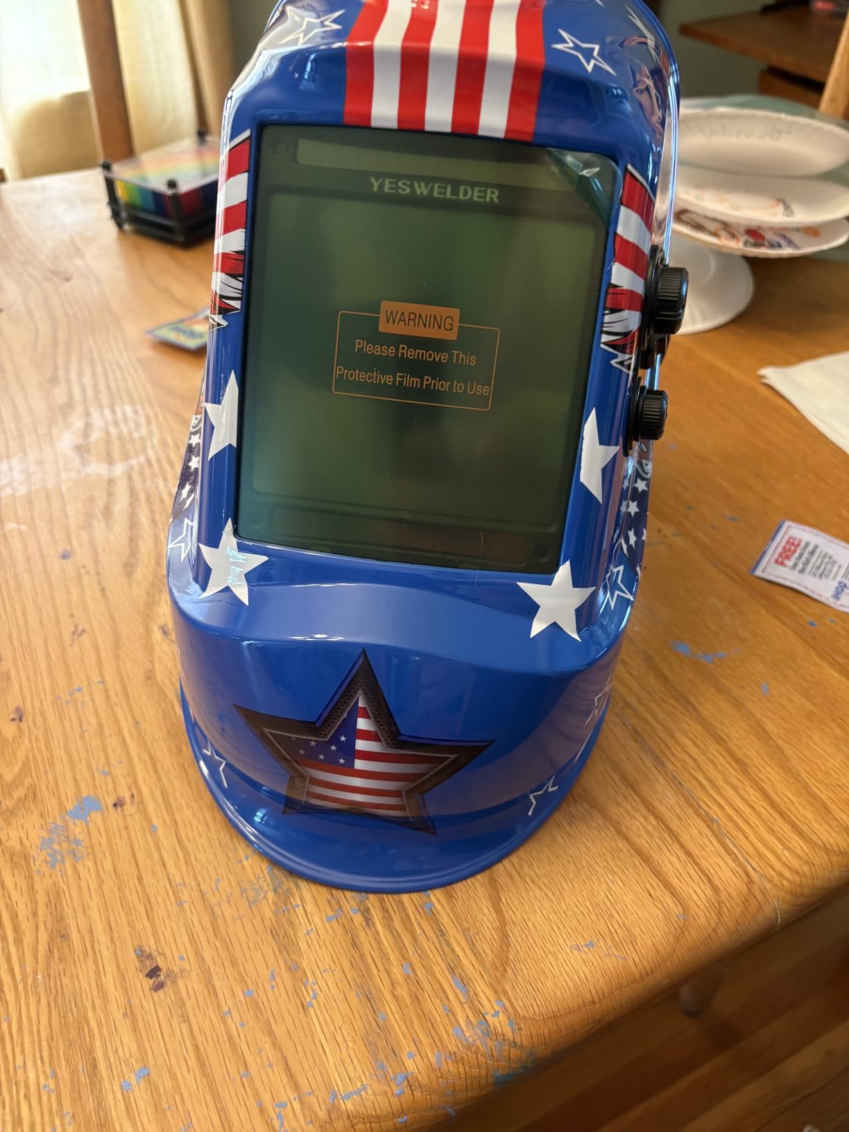 YESWELDER Large View Auto Darkening Welding Helmet, Blue Light Blocking, 1/1/1/1 True Color Solar Powered Welder Hood Mask with 4 Arc Sensors, Wide Shade 3/5-9/9-13 for TIG MIG ARC Cut and Grind customer photo 2