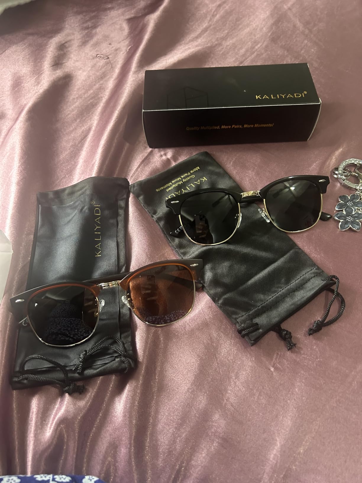 KALIYADI Polarized Sunglasses for Men and Women Semi-Rimless Frame Driving Sun glasses UV Blocking customer photo 1