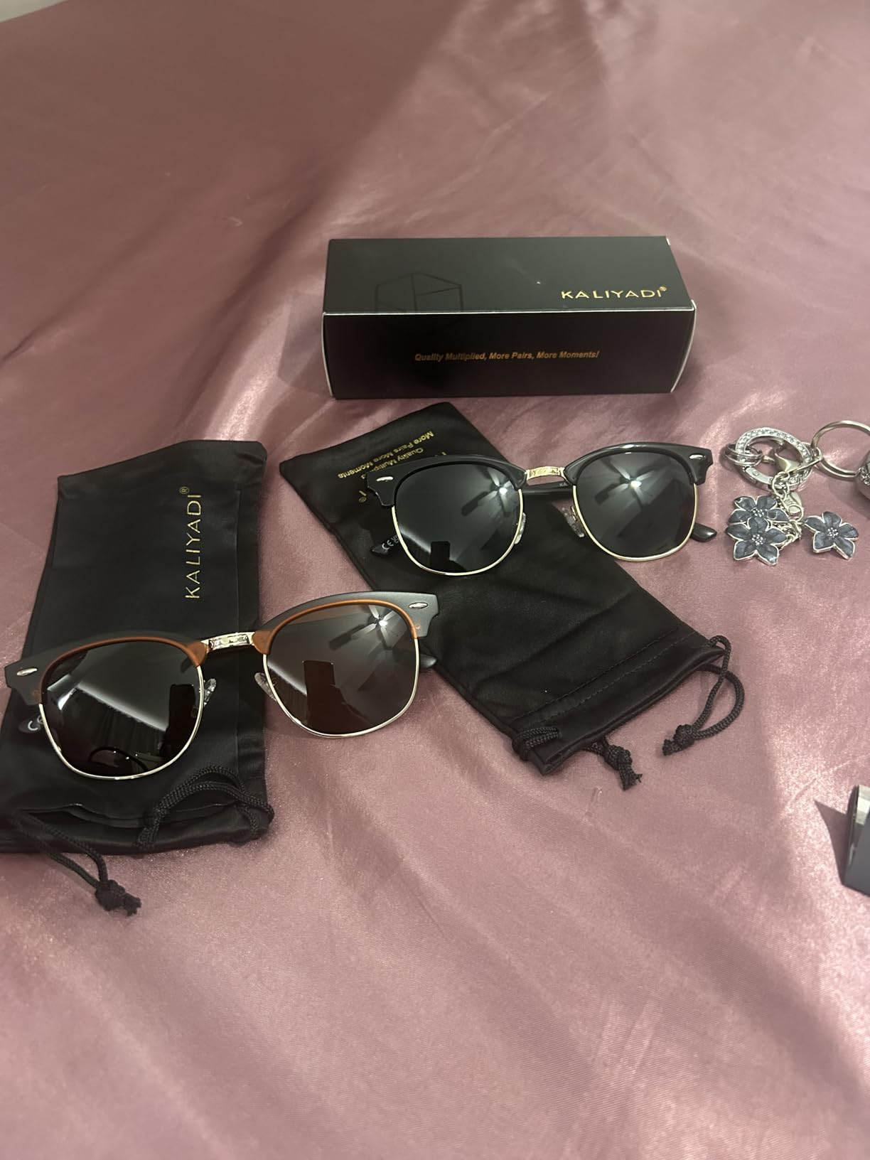 KALIYADI Polarized Sunglasses for Men and Women Semi-Rimless Frame Driving Sun glasses UV Blocking customer photo 2