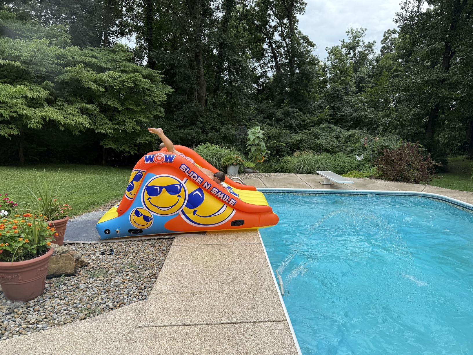WOW Sports Giant Inflatable Floating Water Slide - 2 Lanes - 9 ft - Hi-Vis Graphics - Kids & Adults customer photo 1