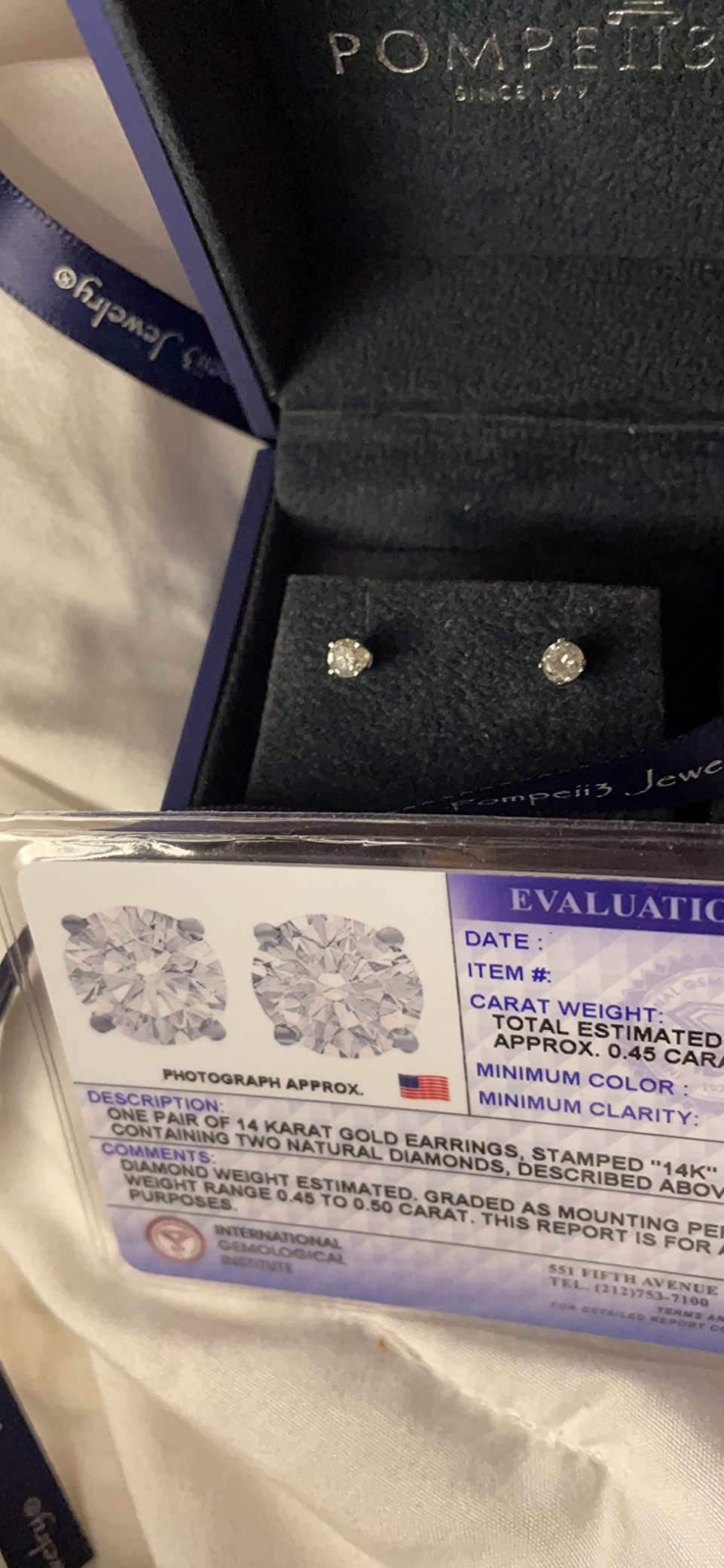 Pompeii 1/2Ct Round Brilliant Cut Diamond Stud Earrings in 14K Gold Classic customer photo 1