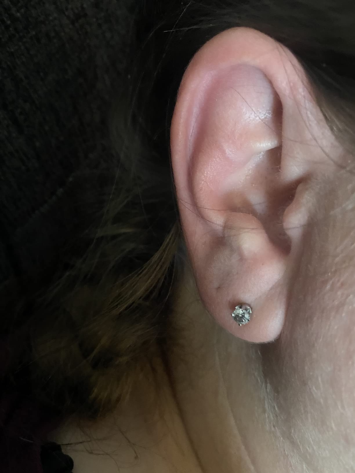 Pompeii 1/2Ct Round Brilliant Cut Diamond Stud Earrings in 14K Gold Classic customer photo 2