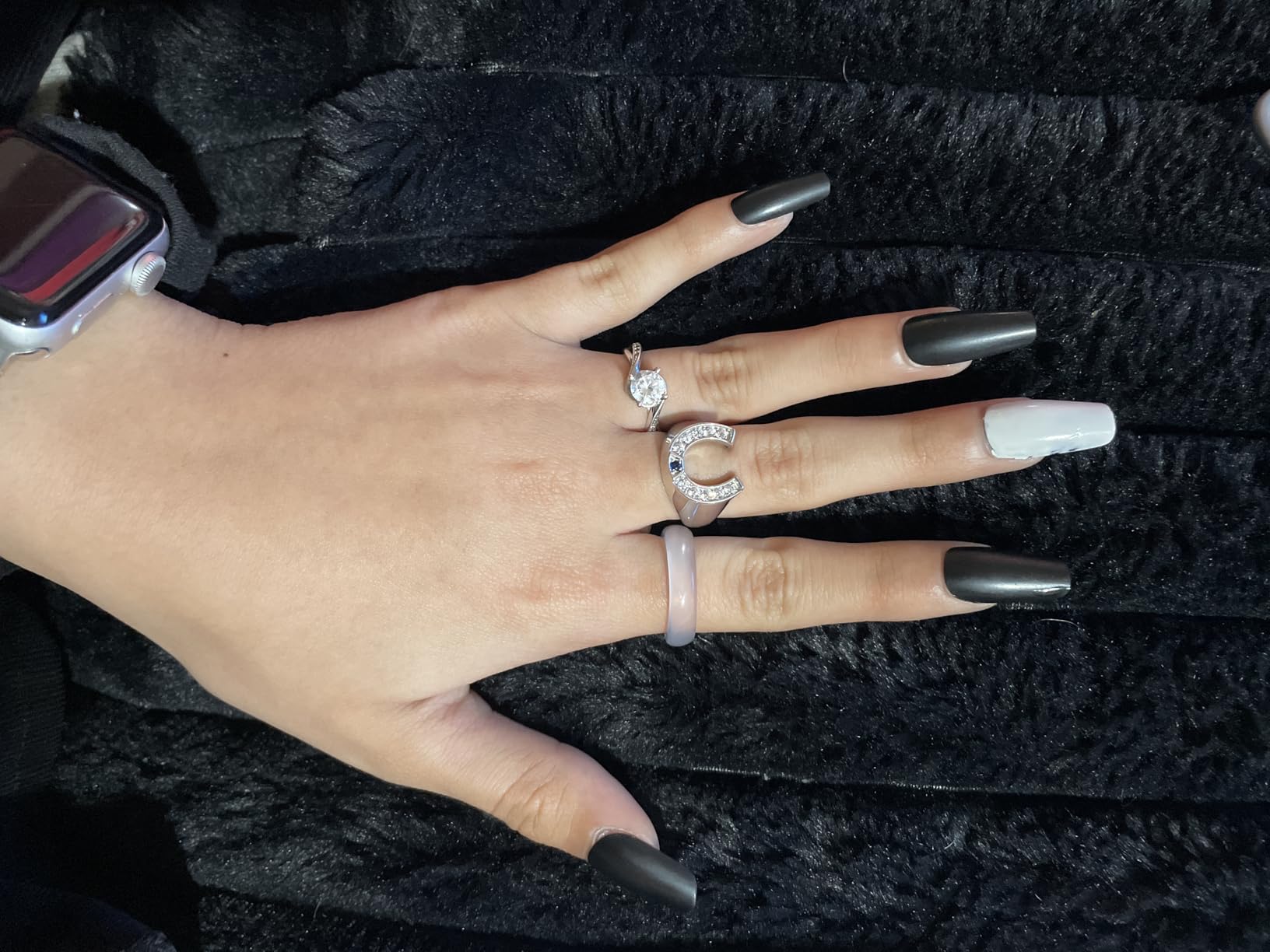 Sunamy Endless Love Matching Couple Rings for Him and Her Set, Adjustable S925 Silver Romantic Heart Design, Engagement Ring customer photo 2
