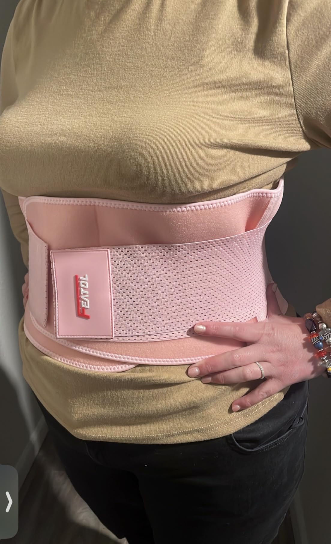 FEATOL Back Brace Support Belt - Lumbar Support Back Brace for Back Pain, Sciatica, Scoliosis, Herniated Disc - Adjustable Support Straps with Removable Lumbar Pad customer photo 1