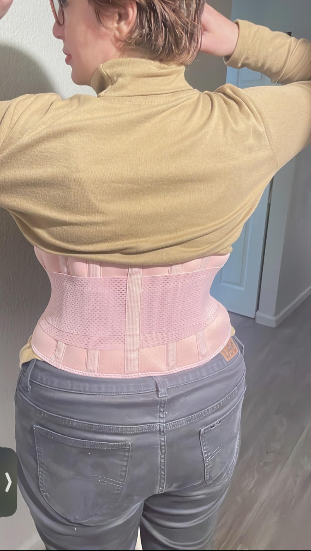 FEATOL Back Brace Support Belt - Lumbar Support Back Brace for Back Pain, Sciatica, Scoliosis, Herniated Disc - Adjustable Support Straps with Removable Lumbar Pad customer photo 2