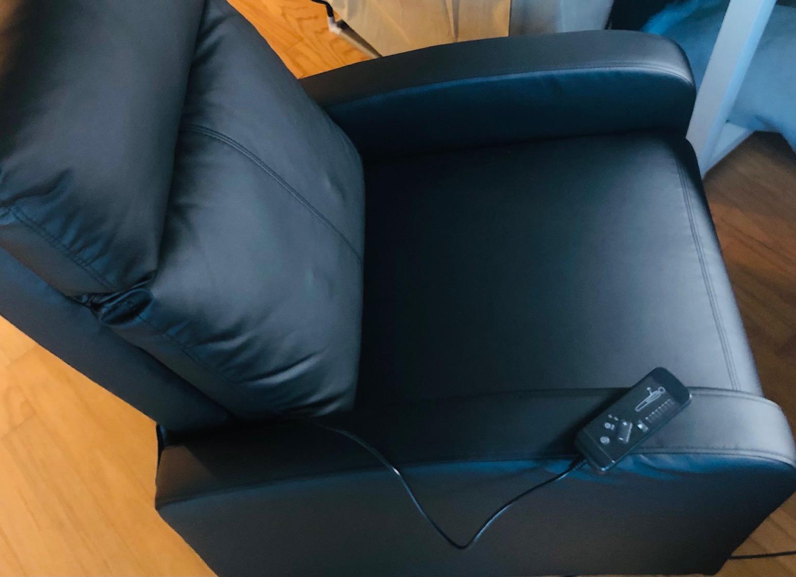 Furniwell Massage Recliner Chair for Living Room, Adjustable PU Leather Reclining Chair Home Theater Seating with Footrest, Black customer photo 2