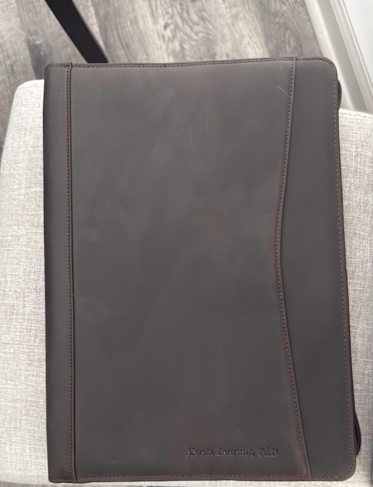 Genuine Leather Business Portfolio Padfolio Folder with Zipper for Men, Men's Leather Padfolio Folder for 13