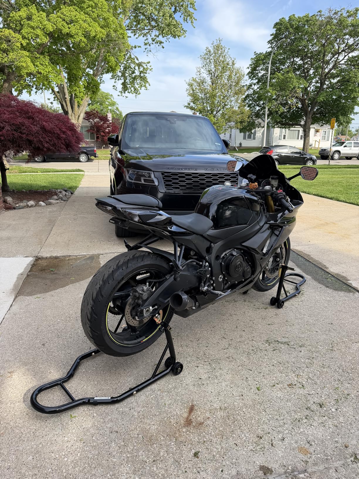 SPECSTAR Universal Motorcycle Stands, 882 Lbs Capacity Front Rear Wheels Lift Combo with U+L Adjustable Swingarm Spool, Heavy Duty Paddock Stands fit for BMW, Suzuki, Yamaha, Honda, Kawasaki, Black customer photo 2