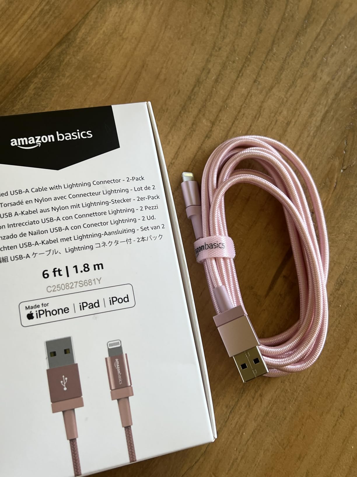 Amazon Basics USB-A to Lightning Cable, Apple MFi Certified, Nylon Braided Cord, Fast Charger for iPhone 14 13 12 11 X Xs Pro, Pro Max, Plus, iPad, 6 Foot, Dark Gray customer photo 1