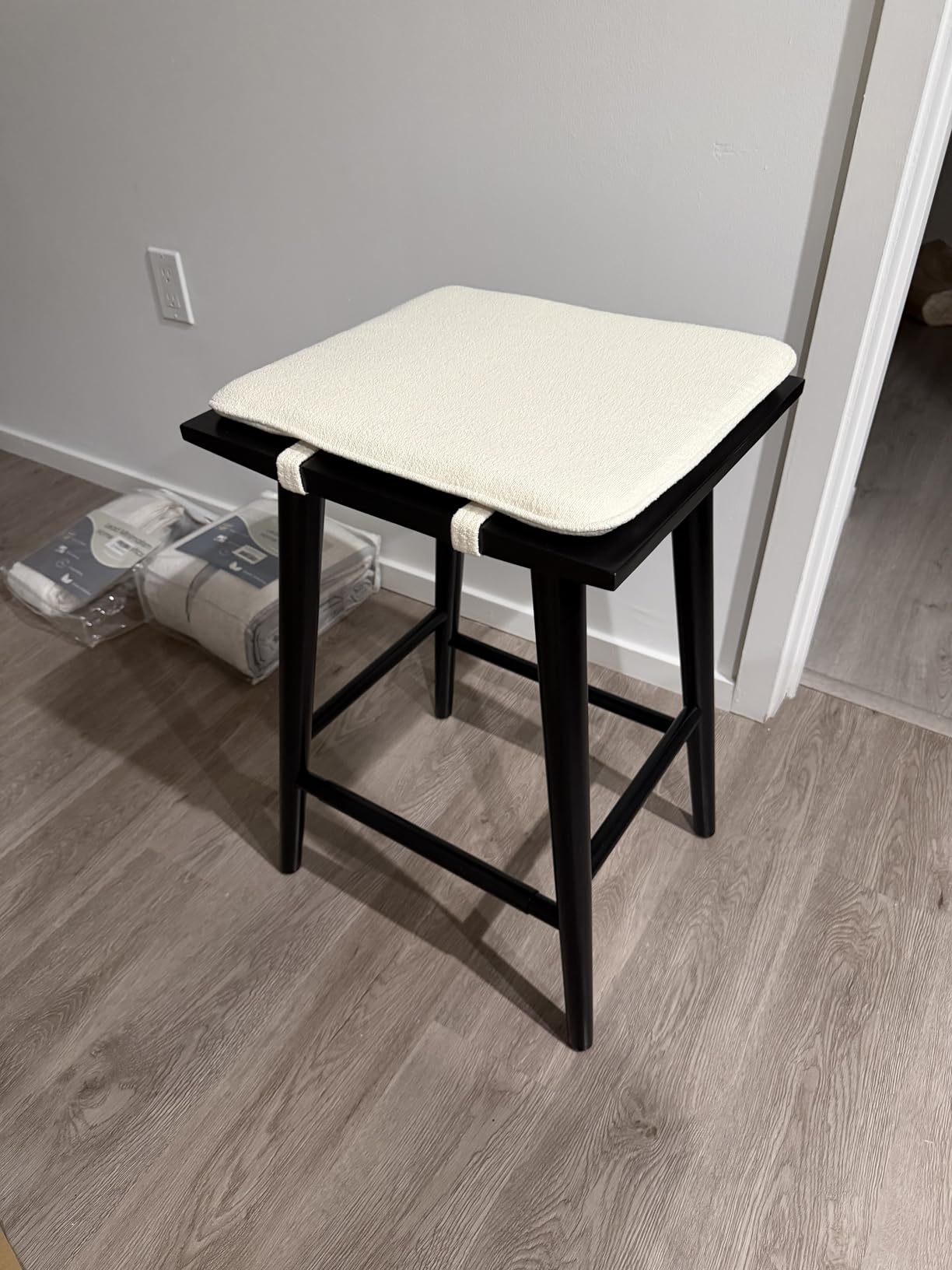 Nathan James Amalia Backless Kitchen Counter Height Bar Stool, Solid Wood with 360 Swivel Seat Antique Coffee/Natural Wheat customer photo 2
