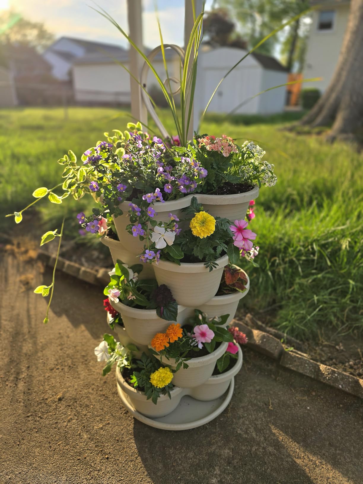 VIVOSUN 5 Tier Vertical Gardening Stackable Planter for Strawberries, Flowers, Herbs, Vegetables, Ivory customer photo 2