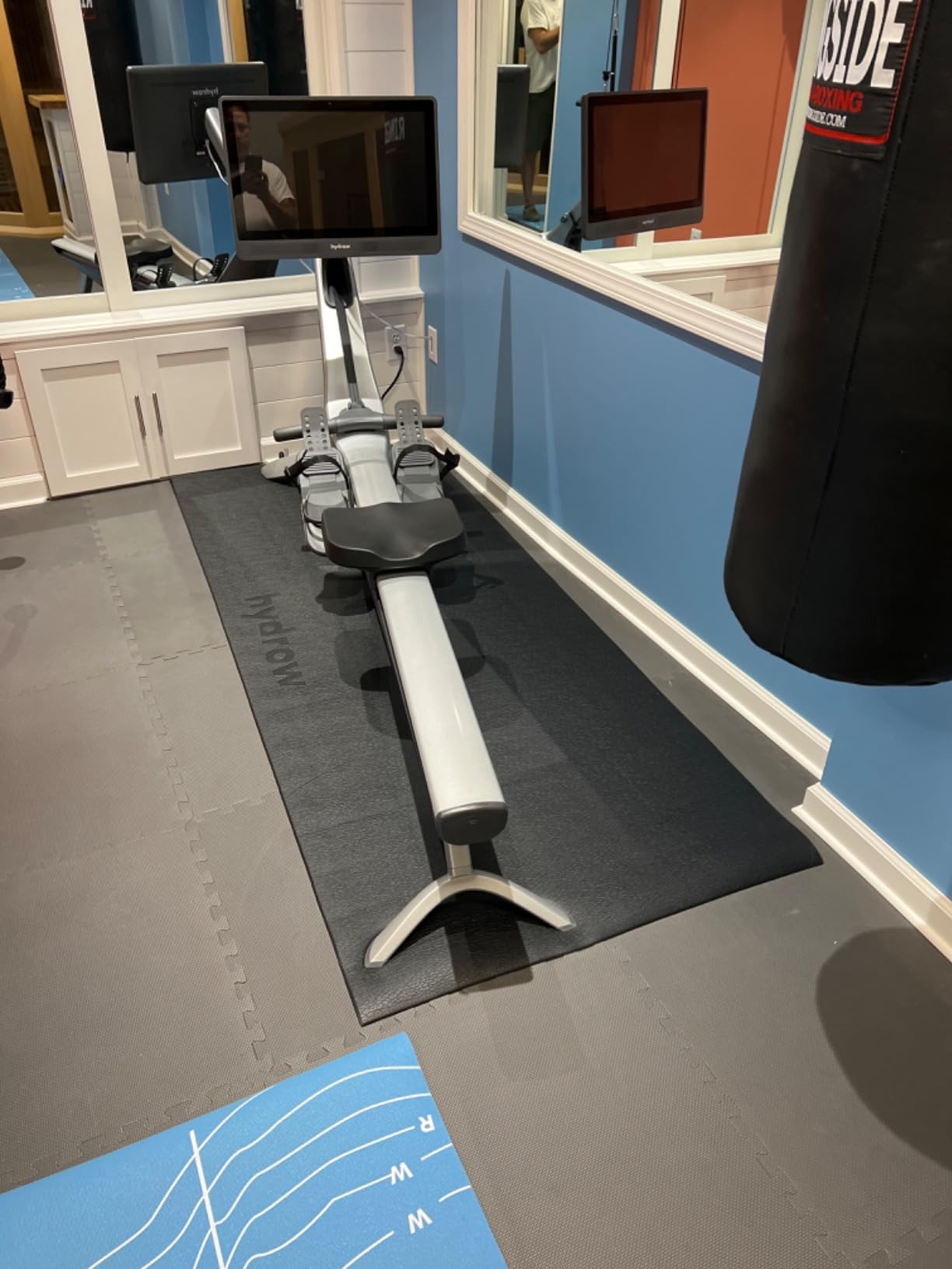 Hydrow Under Machine Mat for Exercise Equipment, Non-Slip Exercise Mat for Stability and Floor Protection, Suitable for Rowing Machine, Treadmill, Bike and Home Workout (3'L x 7.5'W X 0.125' Thick) customer photo 2