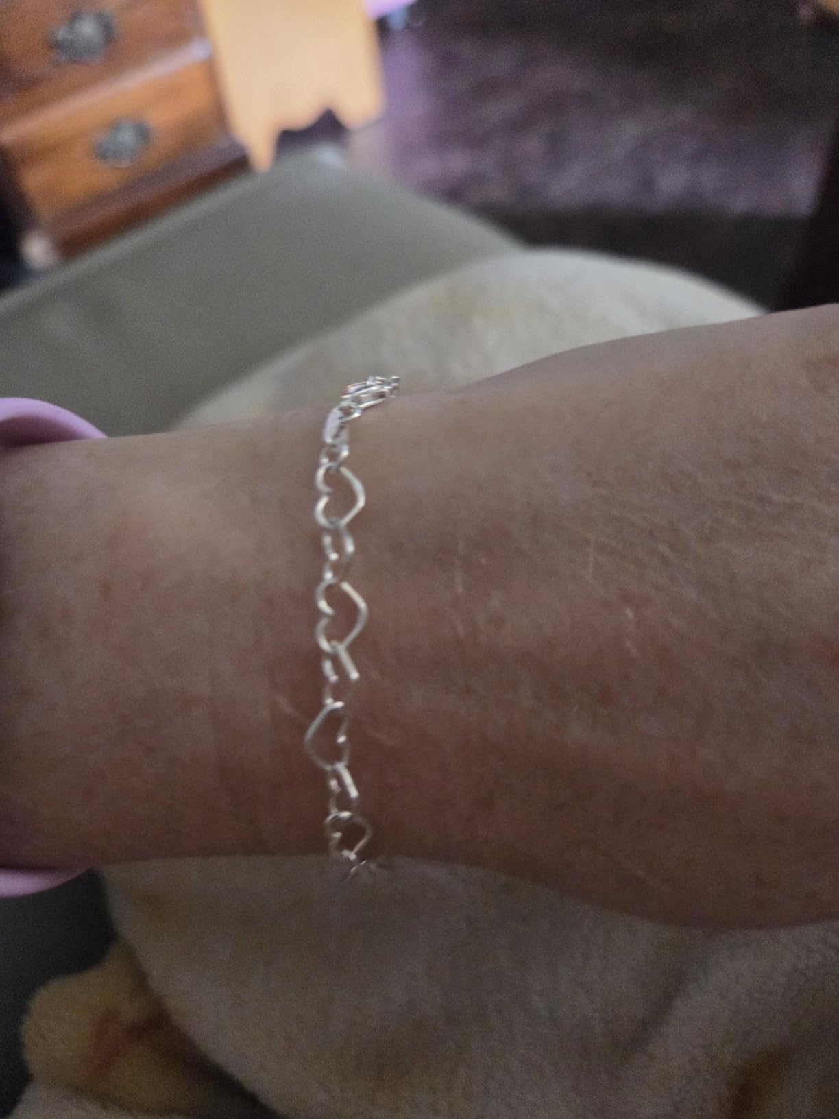 Miabella 925 Sterling Silver Italian 5mm Heart Link Chain Bracelet for Women, Made in Italy customer photo 1