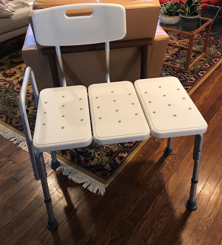 Flash Furniture HERCULES Series 300 Lb. Capacity Adjustable Gray Bath & Shower Transfer Bench with Back and Side Arm customer photo 2