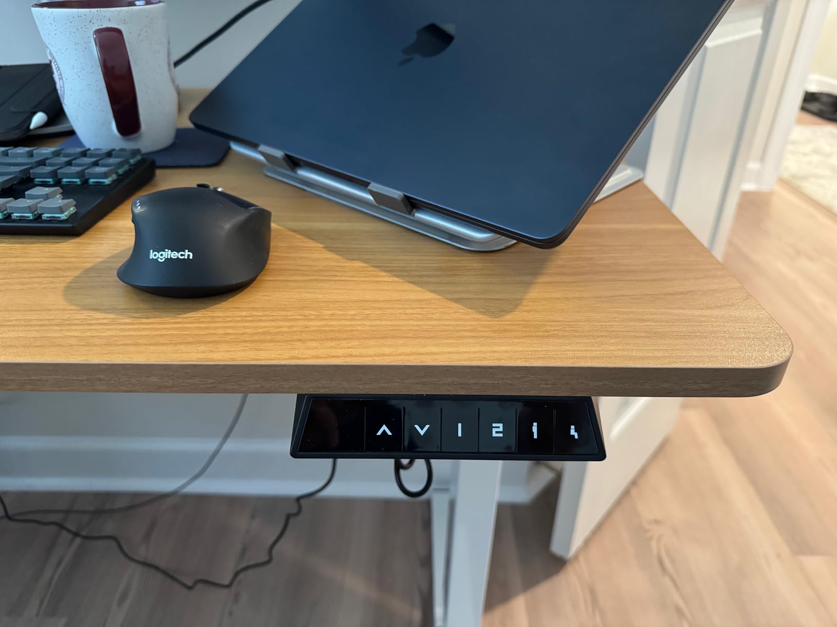 FLEXISPOT EN1 One-Piece Standing Desk, Electric Adjustable with 4 Memory Presets, 176 LBS Capacity, Stable & Quiet, Seamless Desktop for Home Office & Dual Monitors, 48x24 Black customer photo 2