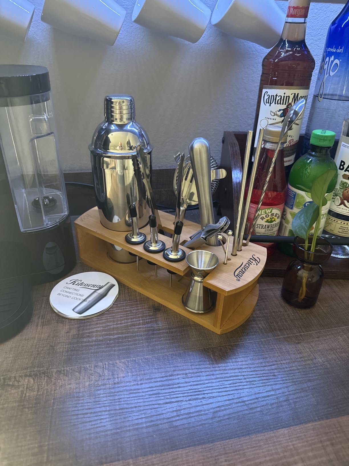 KITESSENSU Cocktail Shaker Set Bartender Kit with Stand | Bar Set Drink Mixer Set with All Essential Accessory Tools customer photo 1