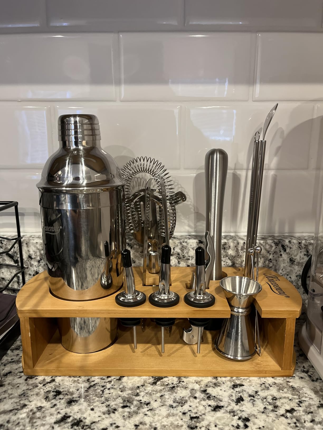 KITESSENSU Cocktail Shaker Set Bartender Kit with Stand | Bar Set Drink Mixer Set with All Essential Accessory Tools customer photo 2