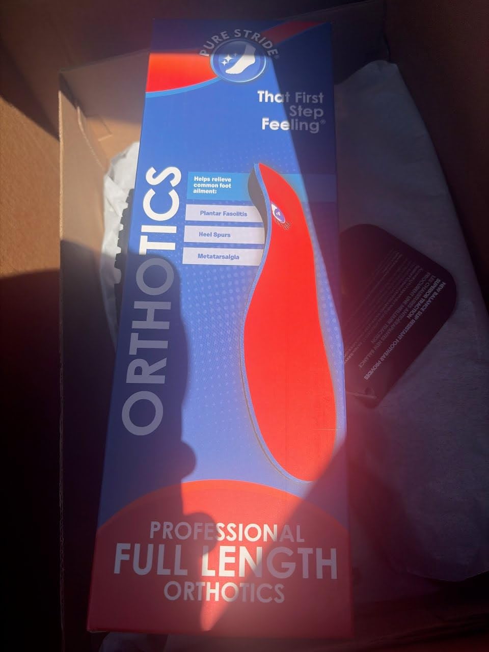 Pure Stride Professional Full Length Orthotics - Shoe Insert & Support for Metatarsals, High Arch, Flat Feet - Pain Relief for Plantar Fasciitis customer photo 1