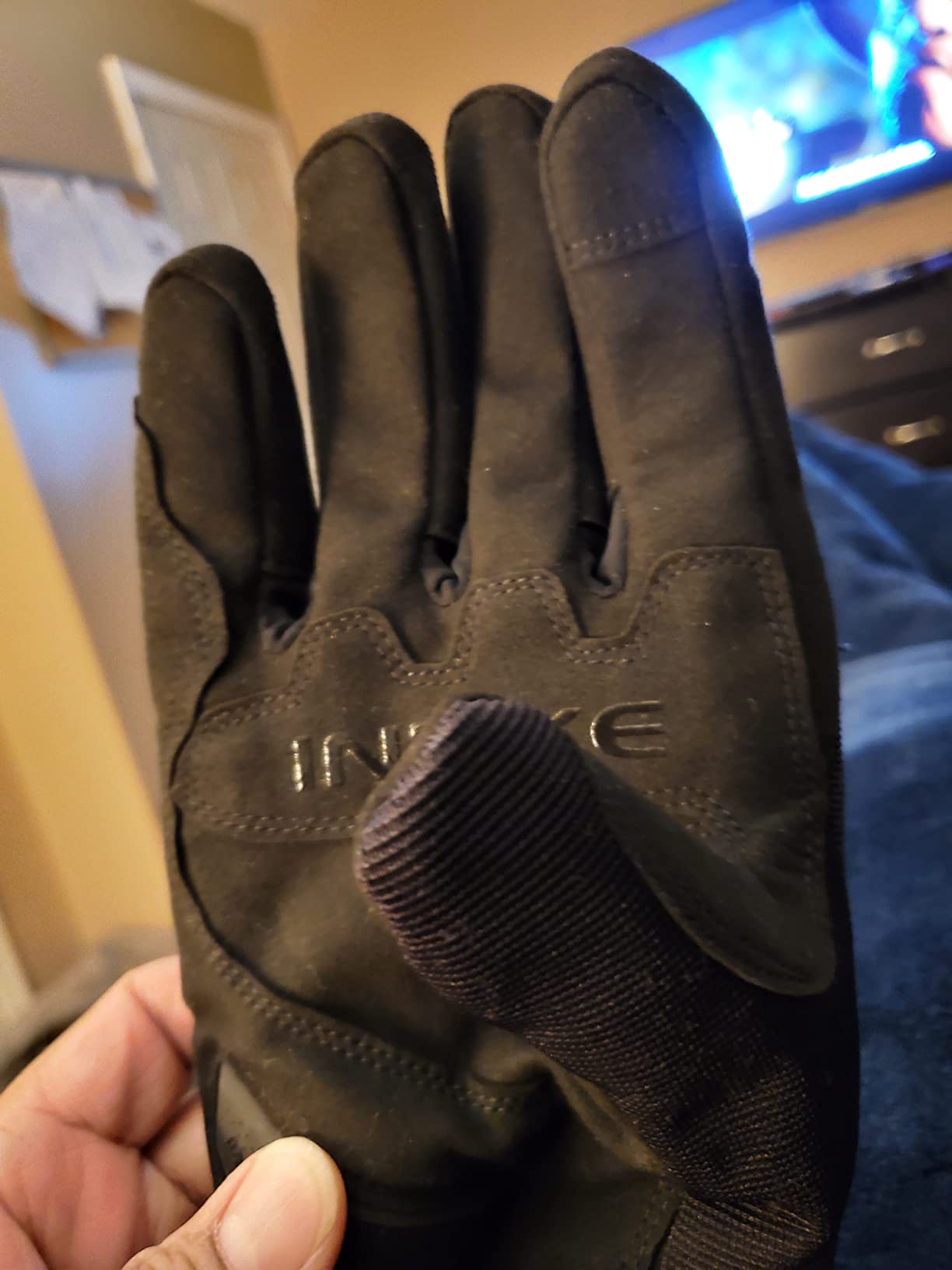 INBIKE Waterproof Winter Motorcycle Gloves Thermal Fleece Touchscreen with TPR Palm Pad Cushioning Hard Knuckle Black Large customer photo 2
