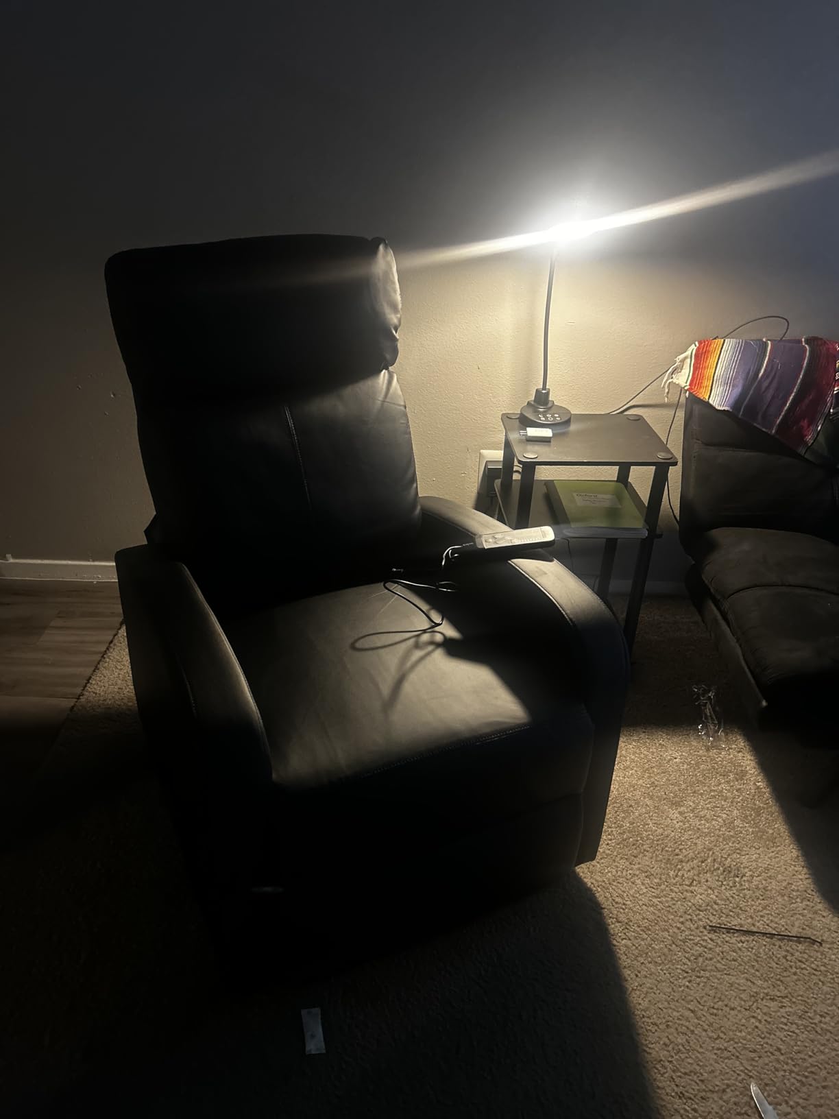 FDW Recliner Sofa Massage Chair Home Theater Seating with Lumbar Support and Padded Backrest for Living Room and Bedroom, Leather Black customer photo 1