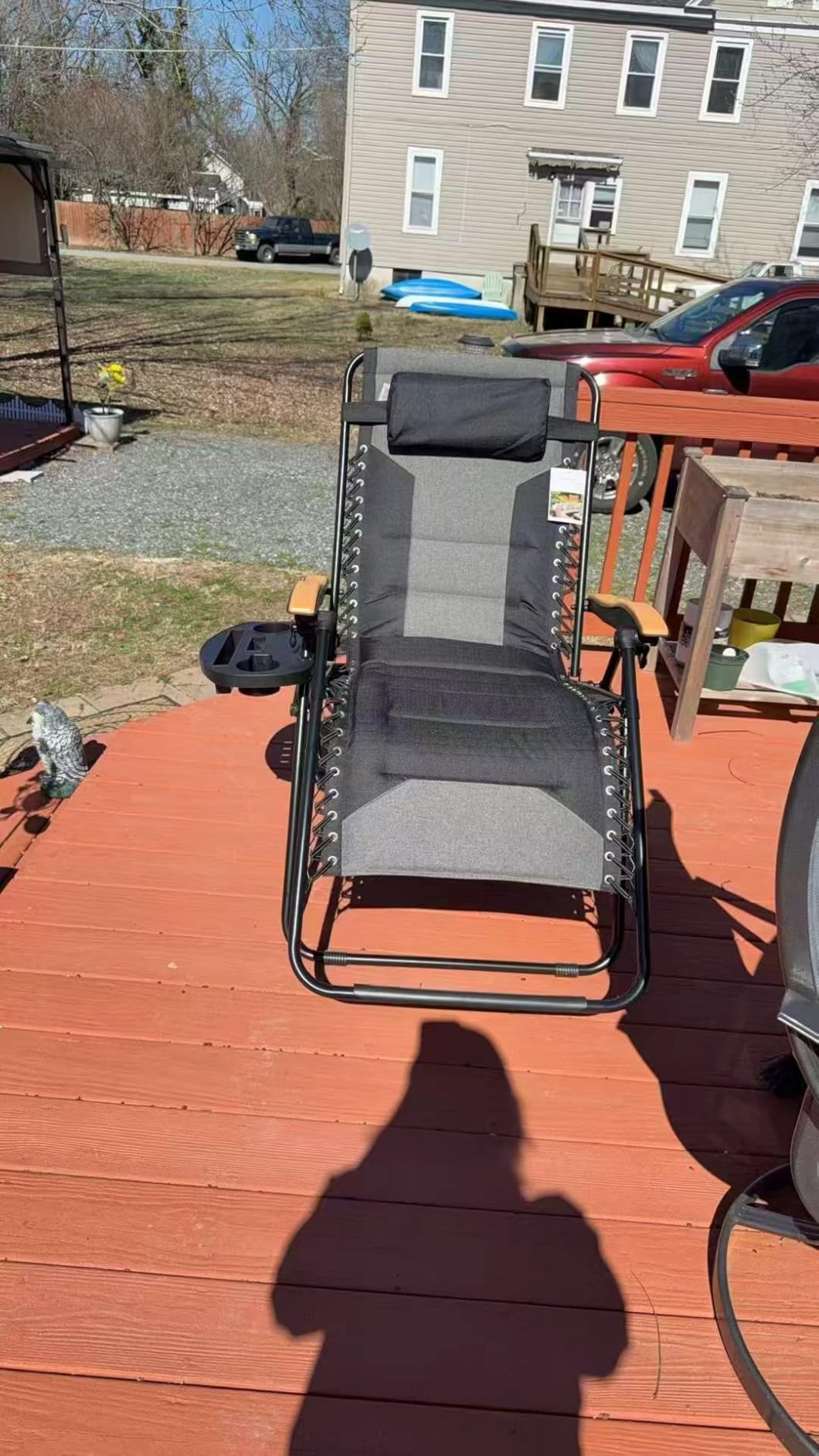PHI VILLA XXL Padded Zero Gravity Chair, Cup Holder, Black | Foldable Patio Recliner, 30