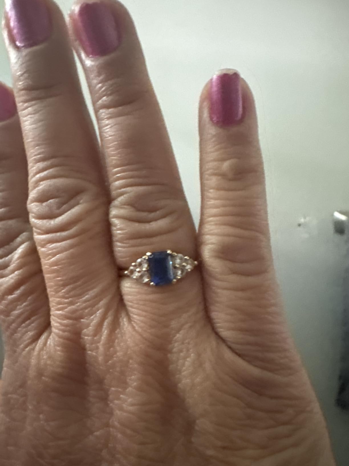 10k Gold Gemstone Rings for Women | Emerald Cut Birthstone Ring Anniversary Ring | Anti Tarnishing Cocktail Ring with Gift Box customer photo 1