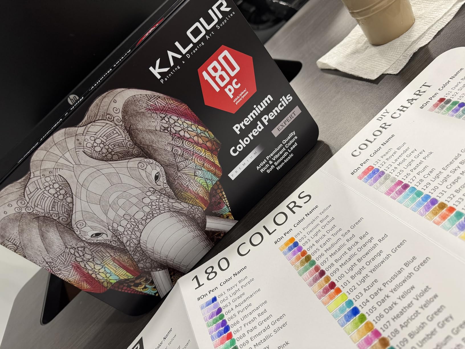 KALOUR 180 Colored Pencil Set for Adults Artists - Rich Pigment Soft Core -12 Metallic Pencil - Ideal for Coloring Drawing Sketching Shading Blending - Vibrant Color (Tin Case) customer photo 2